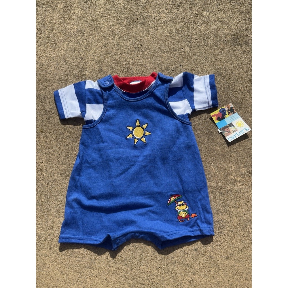 VTG NEW Carter's 3-6 Month Hippo Romper Outfit 2 Piece Sun‎ Summer